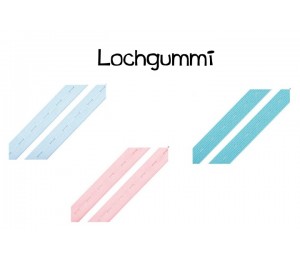 Lochgummi 15mm rosa - aqua - hellblau